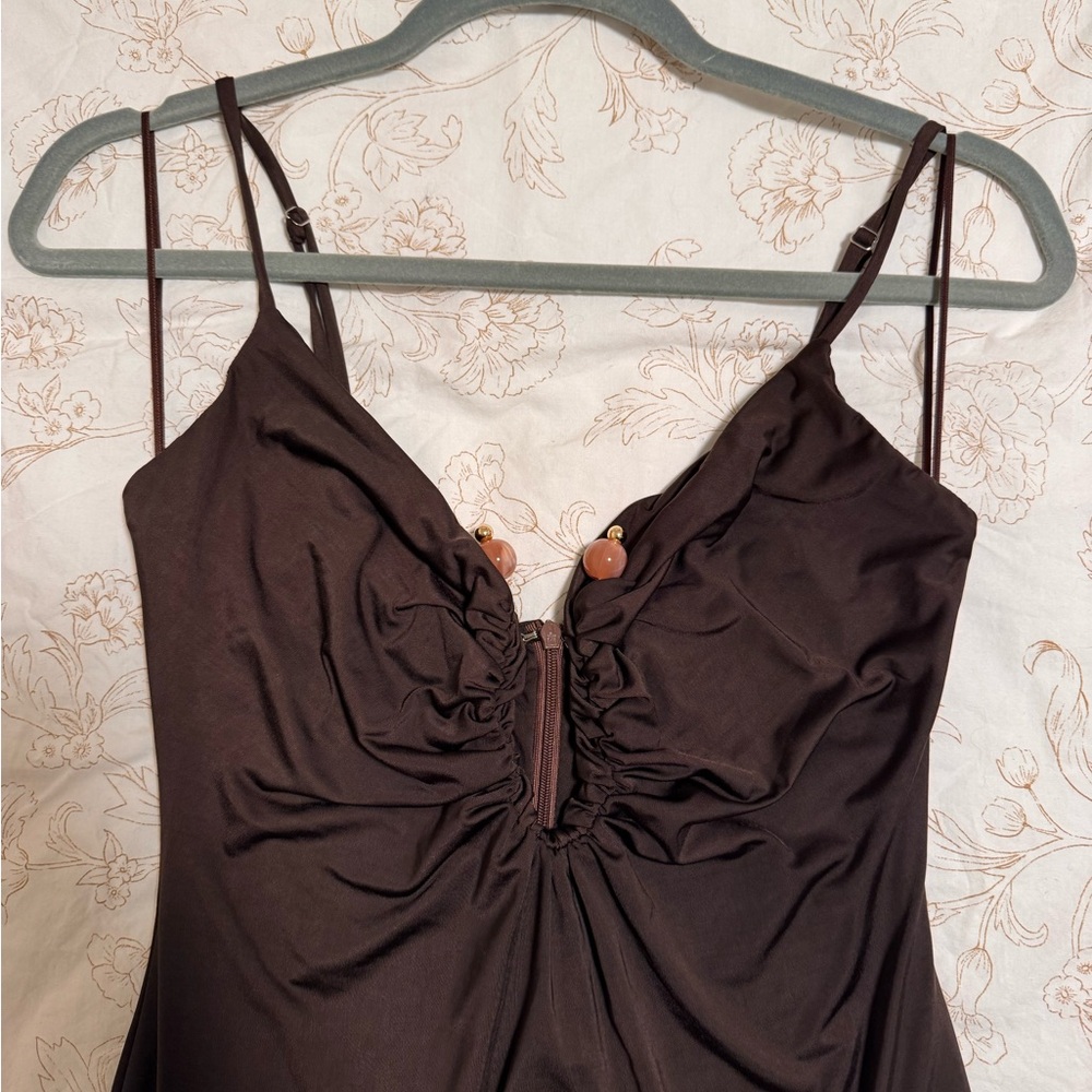 Hello Molly Chocolate Brown Spaghetti-Strap Maxi Dress - Picture 4 of 5